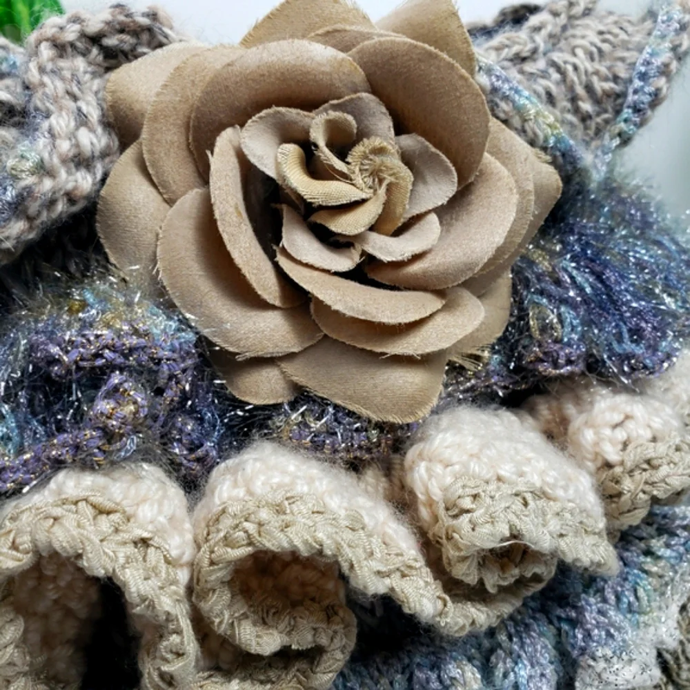 Handcrafted Crochet w/ Layers of Ruffles and a Beaded Handle Vintage Grandma